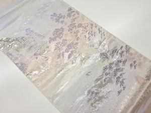 二重箔錦山・木々・民家模様織出し袋帯